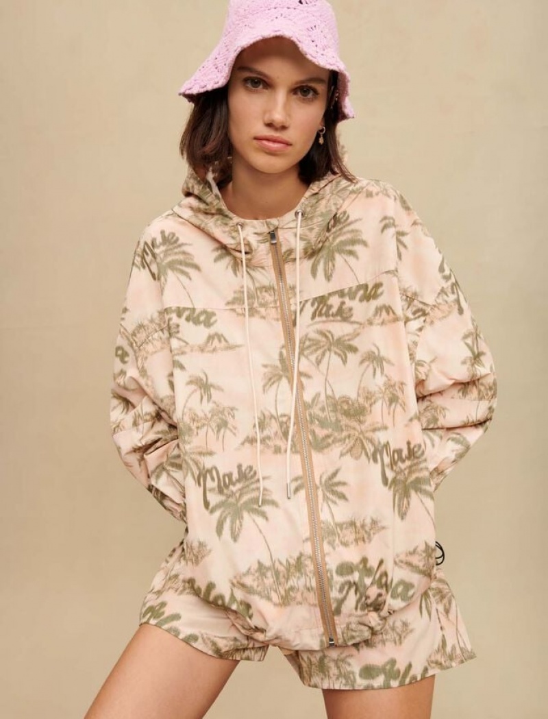 Maje Palm-tree Print Jassen Dames Geel | AJXSURM-03